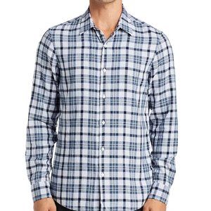 Michael Kors Mens Cotton Plaid Slim Fit Button Down Shirt NWT